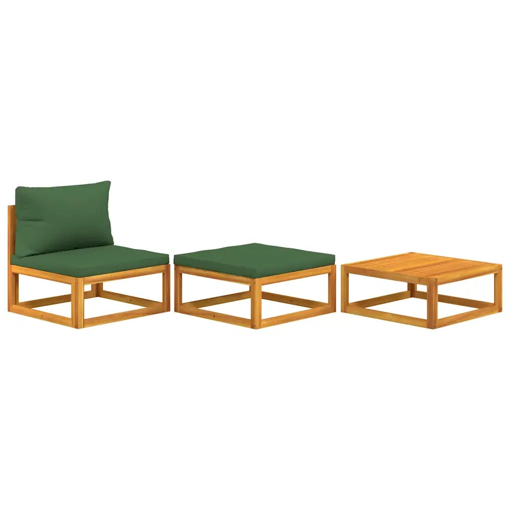 Set Mobili da Giardino 3 pz con Cuscini Legno Massello di Acacia CFW7224701