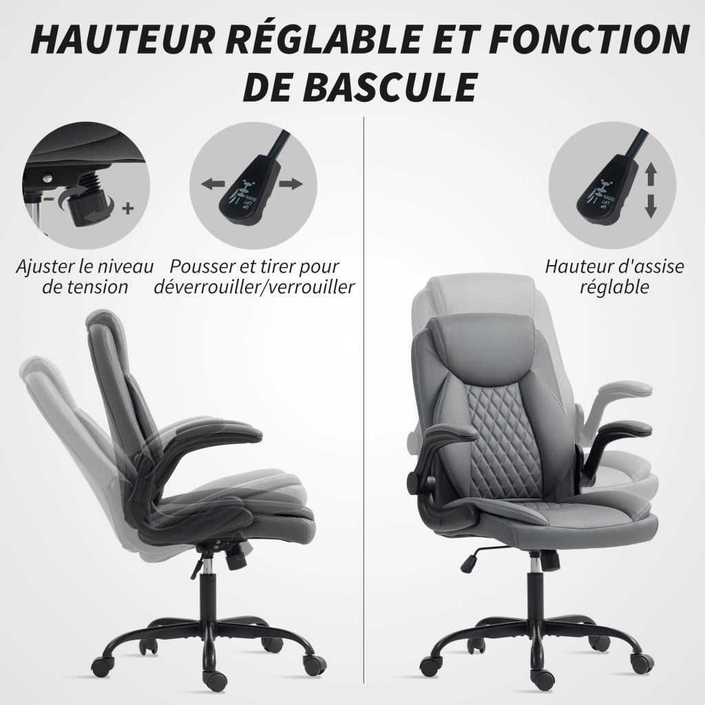 Sedia da ufficio ergonomica ¨C zephmum ¨C grigio, regolabile, braccioli