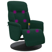 Poltrona | Sedia Relax Reclinante Massaggio Poggiapiedi Verde Scuro Velluto