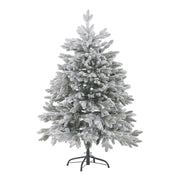 Albero di Natale Bianco Artificiale Innevato Base in Metallo PVC 120 cm