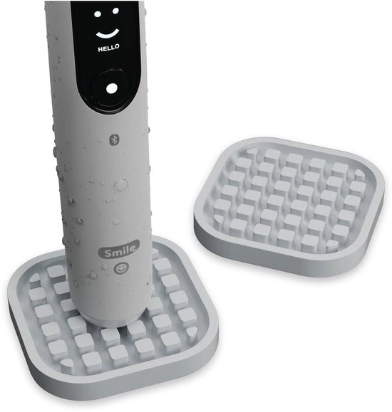 Pacco di 2 supporti per elettrotappeti da denti | Sostegno compatto per elettrotappeti da denti come piastra | Standard per elettrotappeti da denti in silicone di classe alimentare (grigio)