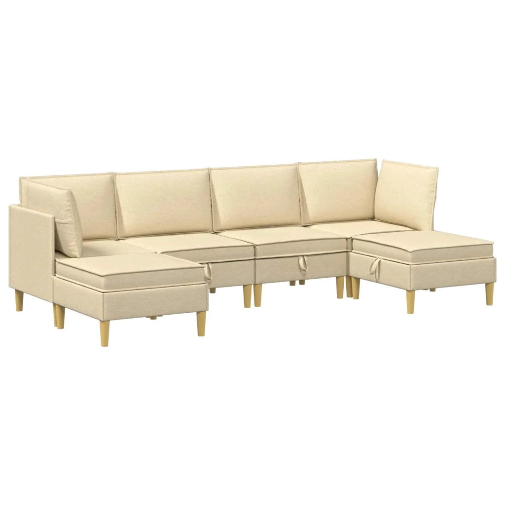 Set di mobili per il soggiorno con cuscino 6 pcs Crema Tessuto 3413712