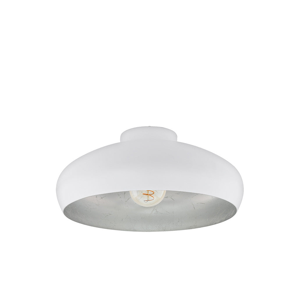 Plafoniera Contemporanea Mogano 1 Luce Acciaio Bianco E Argento