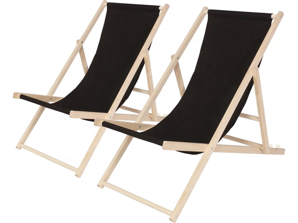 Set di 2 Transat di legno "Chilienne" - Nero