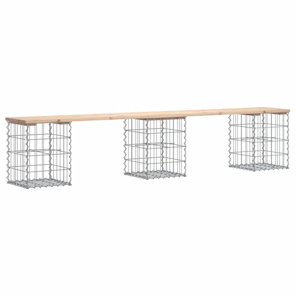 Panca Giardino Design Gabbione-Sgabello-Panca da esterno 203x31x42 cm Legno Massello Pino