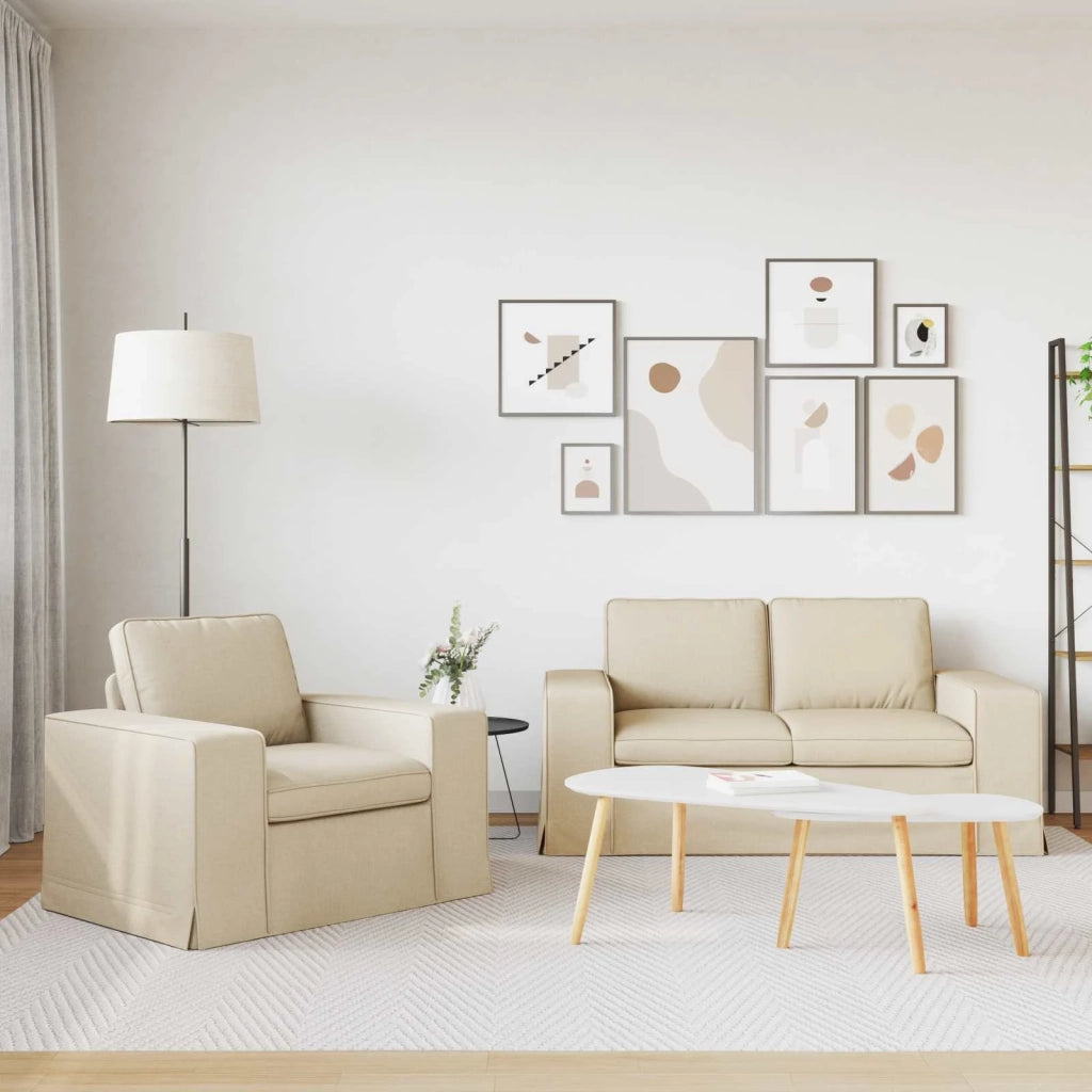 Set di divani 2 pcs Crema 162 x 80 x 82 cm Tessuto