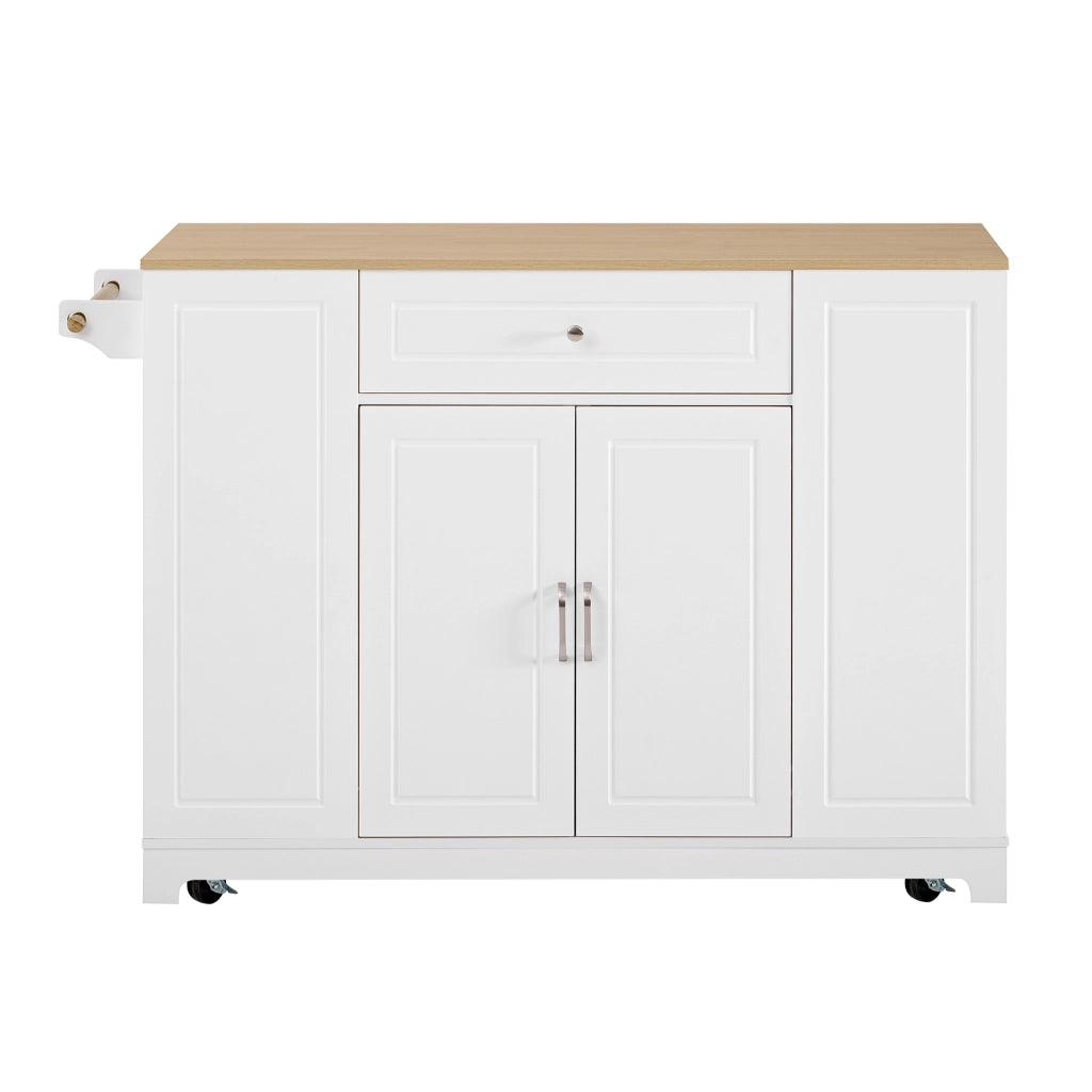 Isola Cucina Mobile con Ruote e Cassetti ¨C MINIMAL ¨C Bianco, Allungabile, Multifunzione