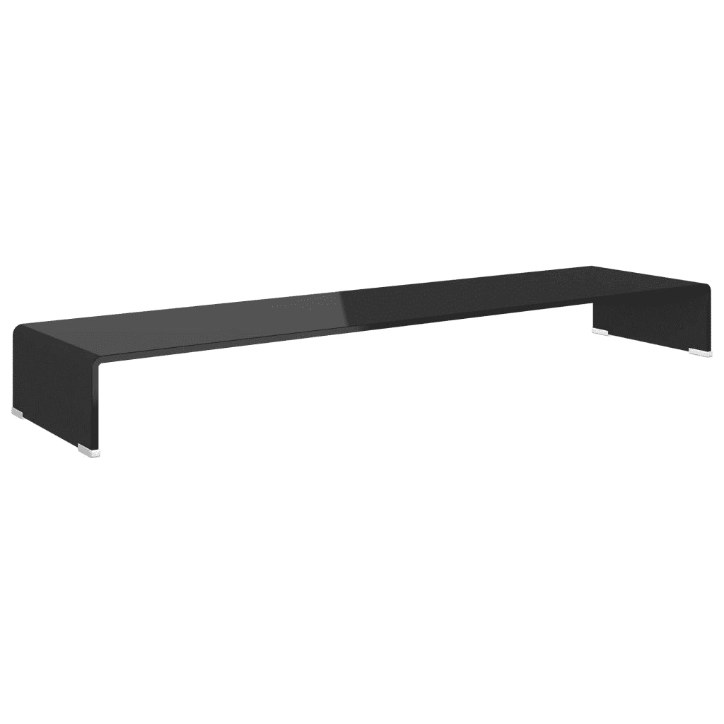 Mobile/Rialzo Porta TV in Vetro Nero 120x30x13 cm 244141