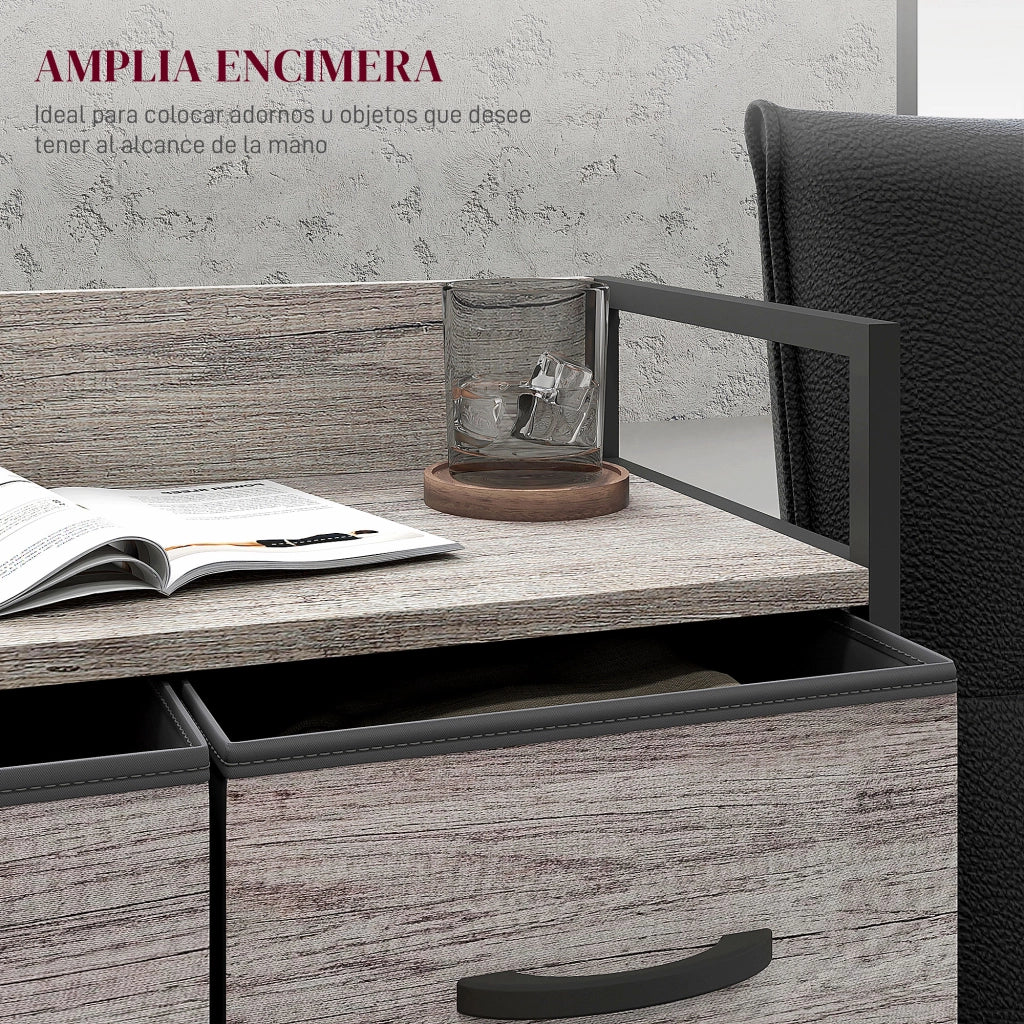 Cassettiera con 4 Cassetti Tessuto Grigio ¨C Zephmum ¨C 60x40x