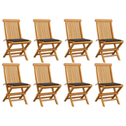 Sedie da Giardino e Cuscini Grigio Talpa 8 pz Massello di Teak cod mxl 24102