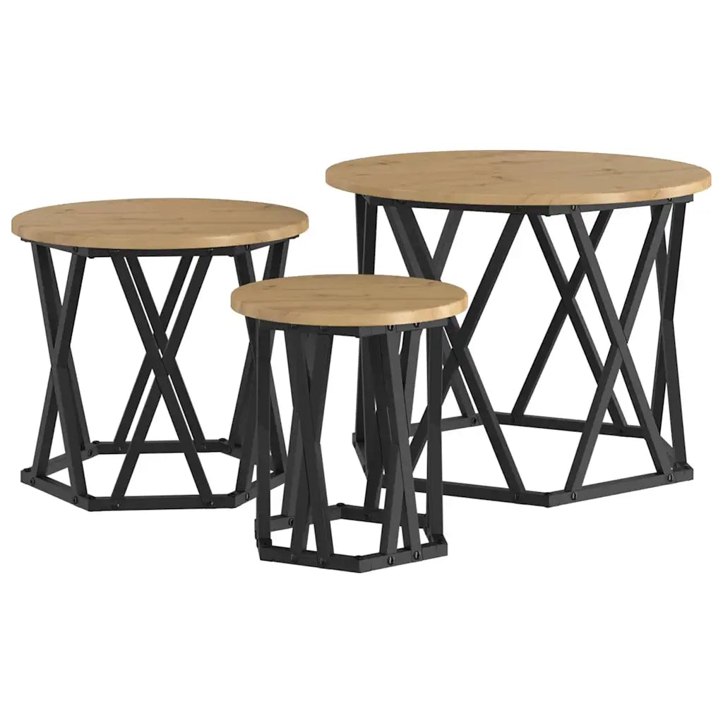Tavolo Laterale Nesting 3 pcs Rovere artigianale 868260