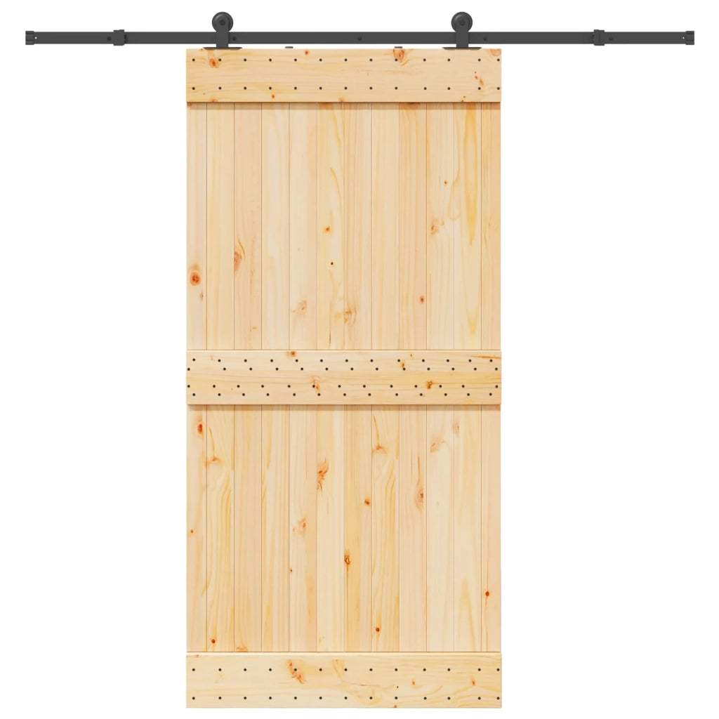 Porta scorrevole NARVIK Naturale e Nero 100 x 210 cm (213,5 cm)