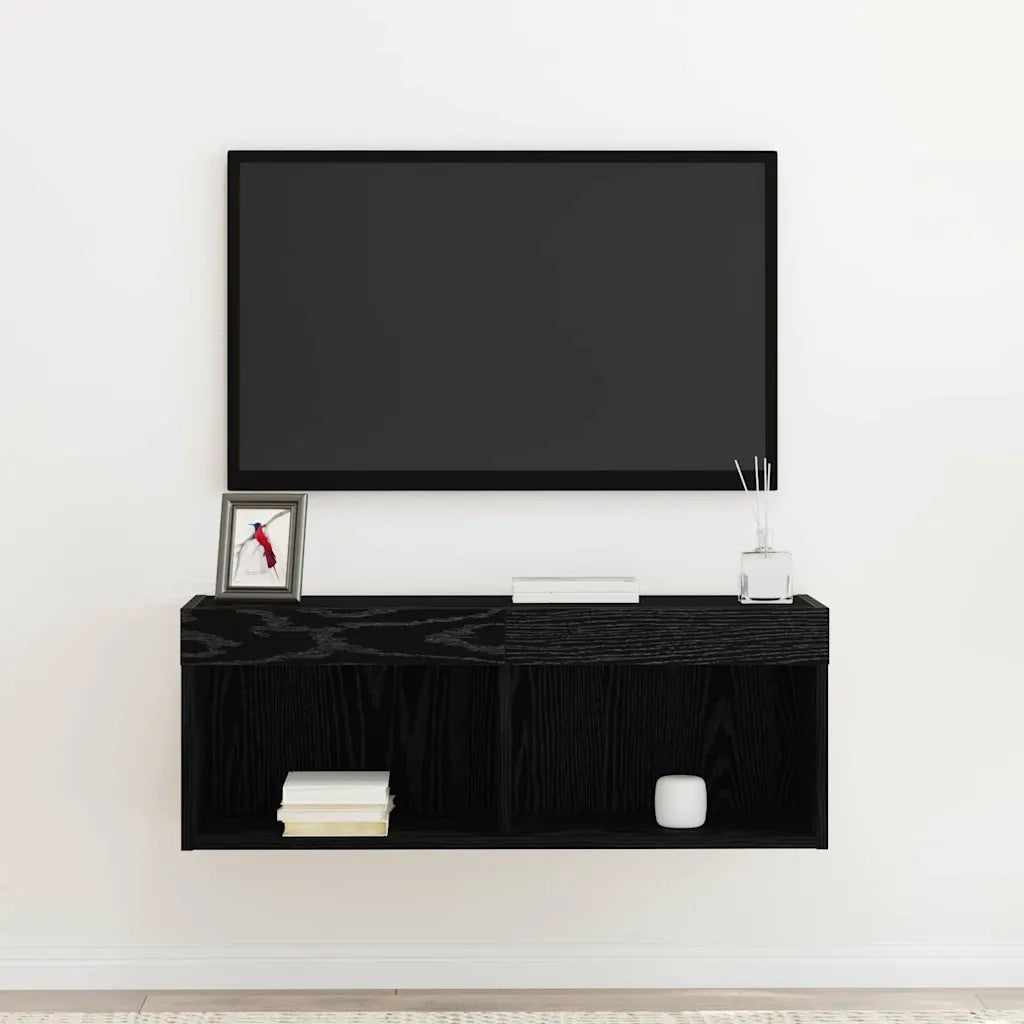 Set mobile TV-Credenza per TV Rovere Nero 80 x 30 x 30 cm Legno multistrato