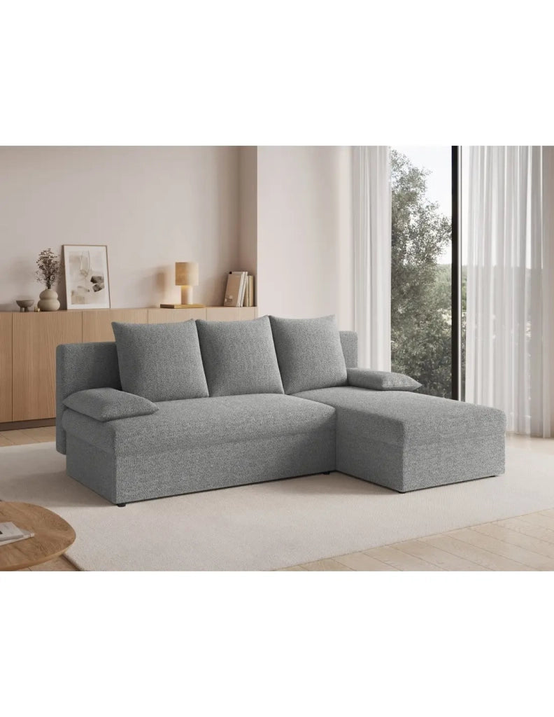 Divano ad angolo Grigio 3 posti letto aggiuntivo 206x90x146cm GINA