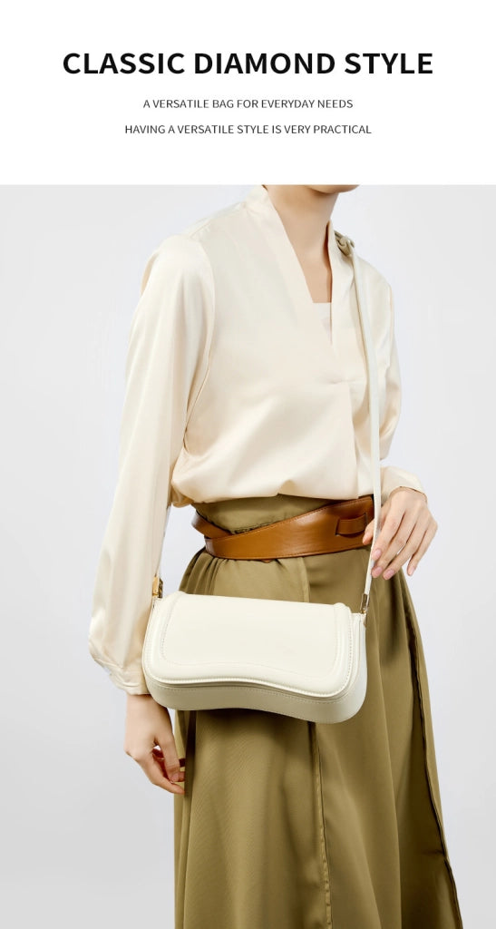 Borsa a tracolla da donna in vera pelle, bianca