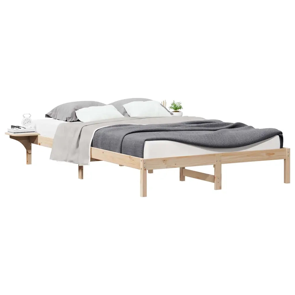 Letto con Tavolini Laterali Naturale 160 x 210 cm Pino massello 873229