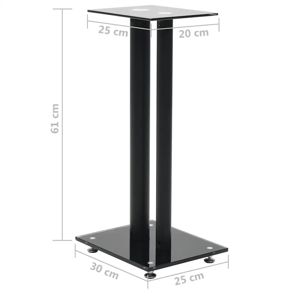 Supporti per Altoparlanti 2 pz Vetro Temperato a Colonna Nero 50673