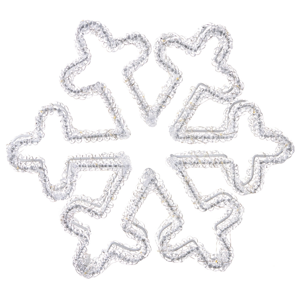 Accessorio decorativo natalizio LED per interni ed esterni Luci LED a forma di fiocco di neve Illuminazione Metallo Bianco