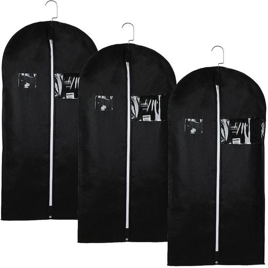 Tas a tre tasche, grande, con tessuto spesso, per giacche e cappotti, con chiusura a cerniera, tasca per appendere abiti, impermeabile, per l'organizzazione e il riposo delle cose a casa.