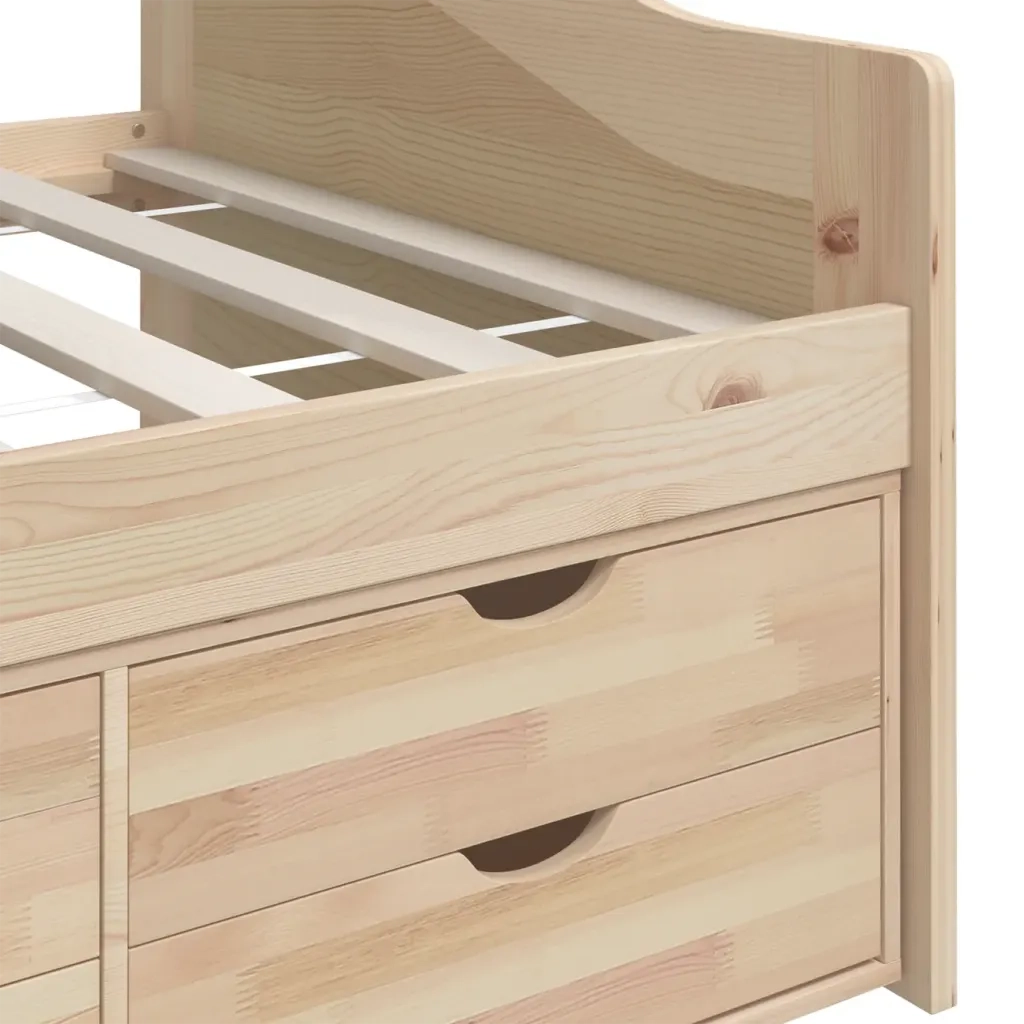 Divano letto | Sof¨¤ letto | Letto singolo 3 Posti con Cassetti in Pino Massello 90x200cm