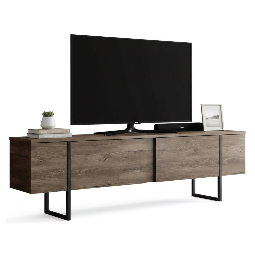 Abishia, Mobile Porta tv Cassetti, 180x30x50h cm Marrone Noce
