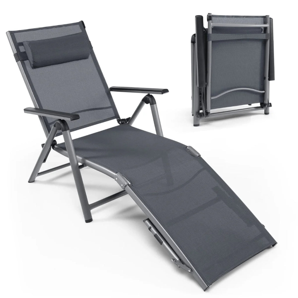 Chaise longue pieghevole da esterno 180 x 67 x 69,5 cm 8 posizioni regolabili design moderno in alluminio grigio 20_0020043