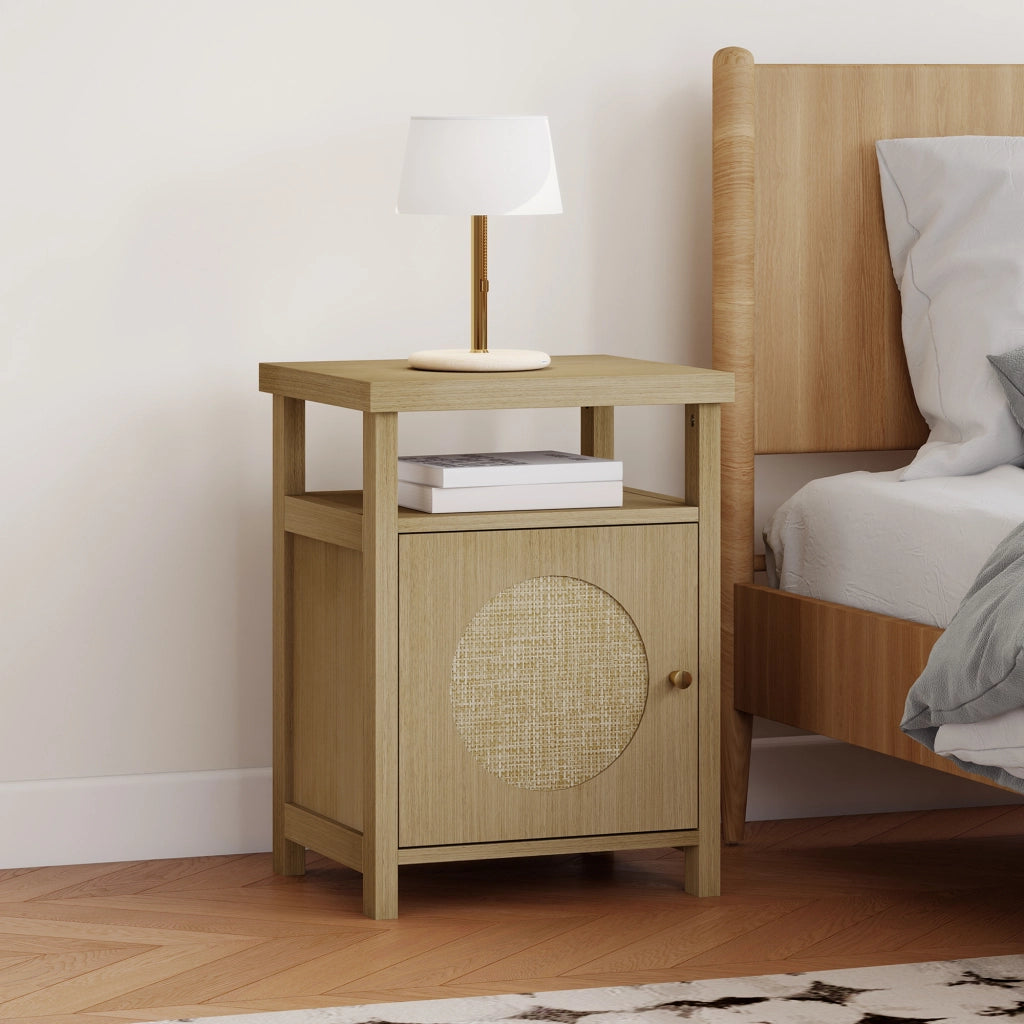 Comodino con porta e ripiano aperto ¨C Minimal ¨C Legno naturale 40x35x55 cm
