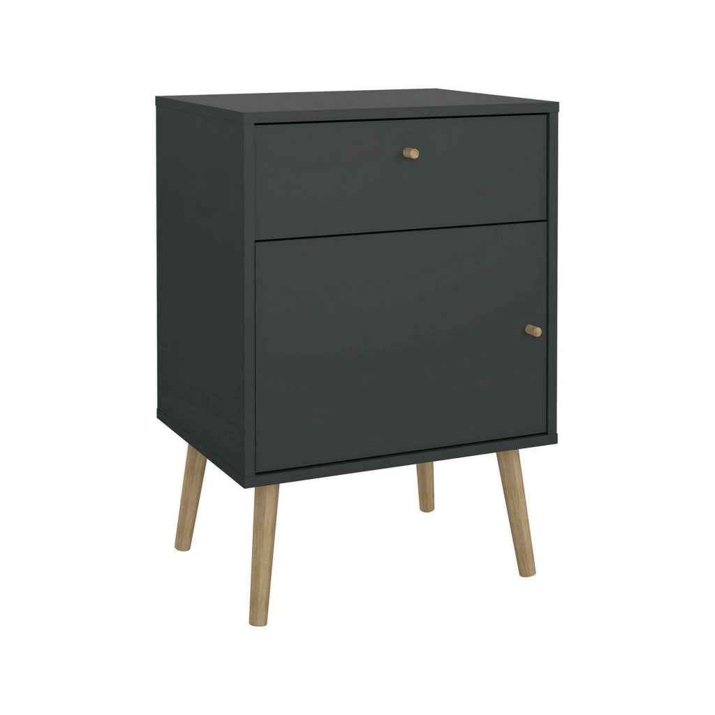 Comodino Antenati, Comò basso, Tavolino da notte, Mensola da letto, 50x39 h72 cm, Grigio