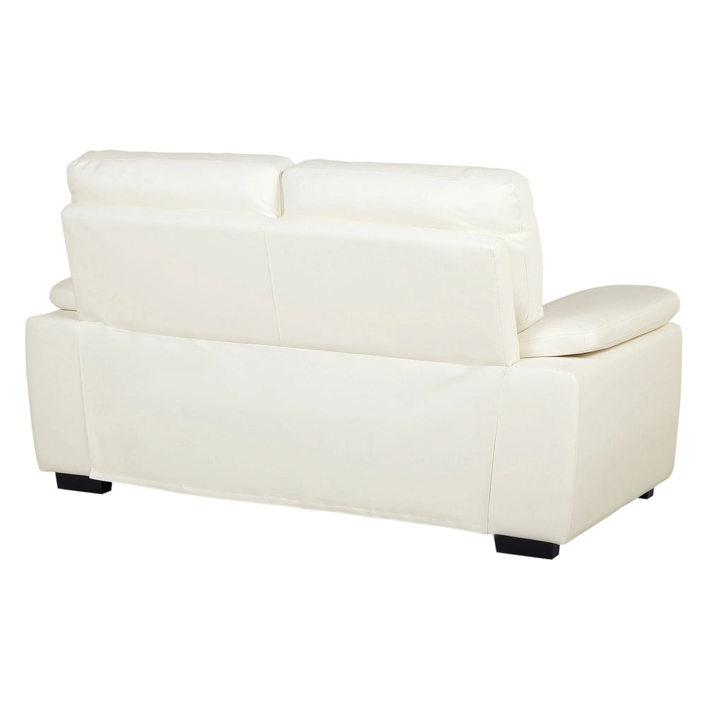 Set divano 3 + 2 posti in ecopelle color bianco sporco da soggiorno stile moderno