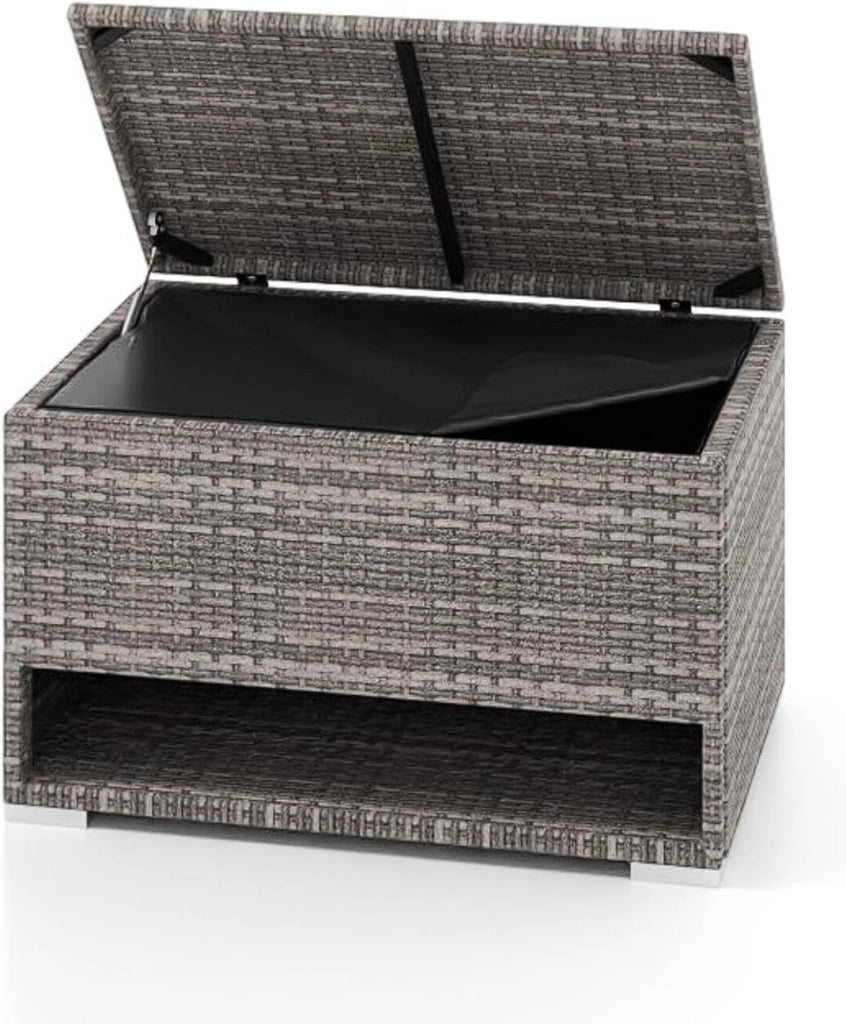 Cassapanca in rattan PE da esterno da 186 litri, con ripiano per scarpiera, fodera protettiva impermeabile, 95 x 60 x 58 cm, scatola per giardino, balcone, patio (grigio)