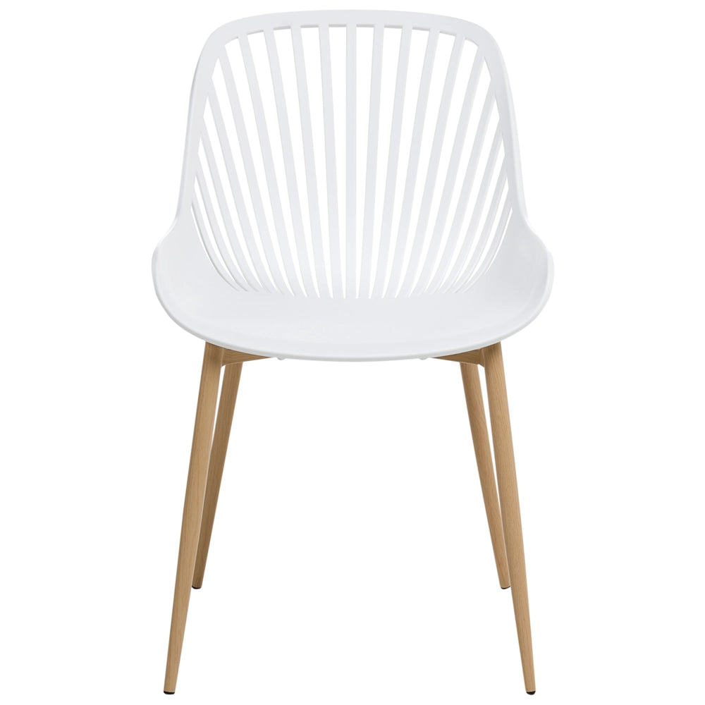 Set di 4 robuste sedie da pranzo Materiale sintetico Legno poliestere Gambe in ferro Transprint Bianco Kleve
