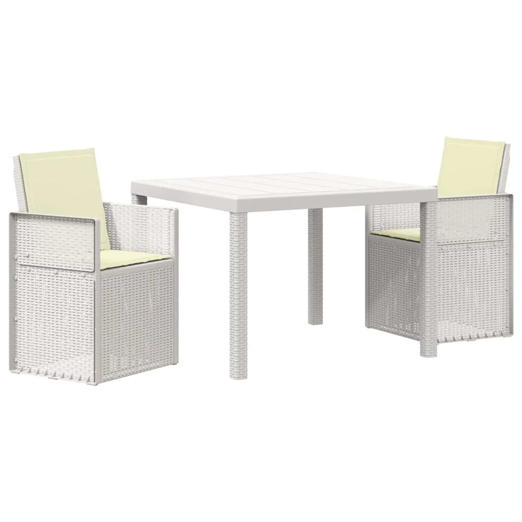 Set da Pranzo per Giardino con cuscino 3 pcs Bianco e Crema PP 3430047