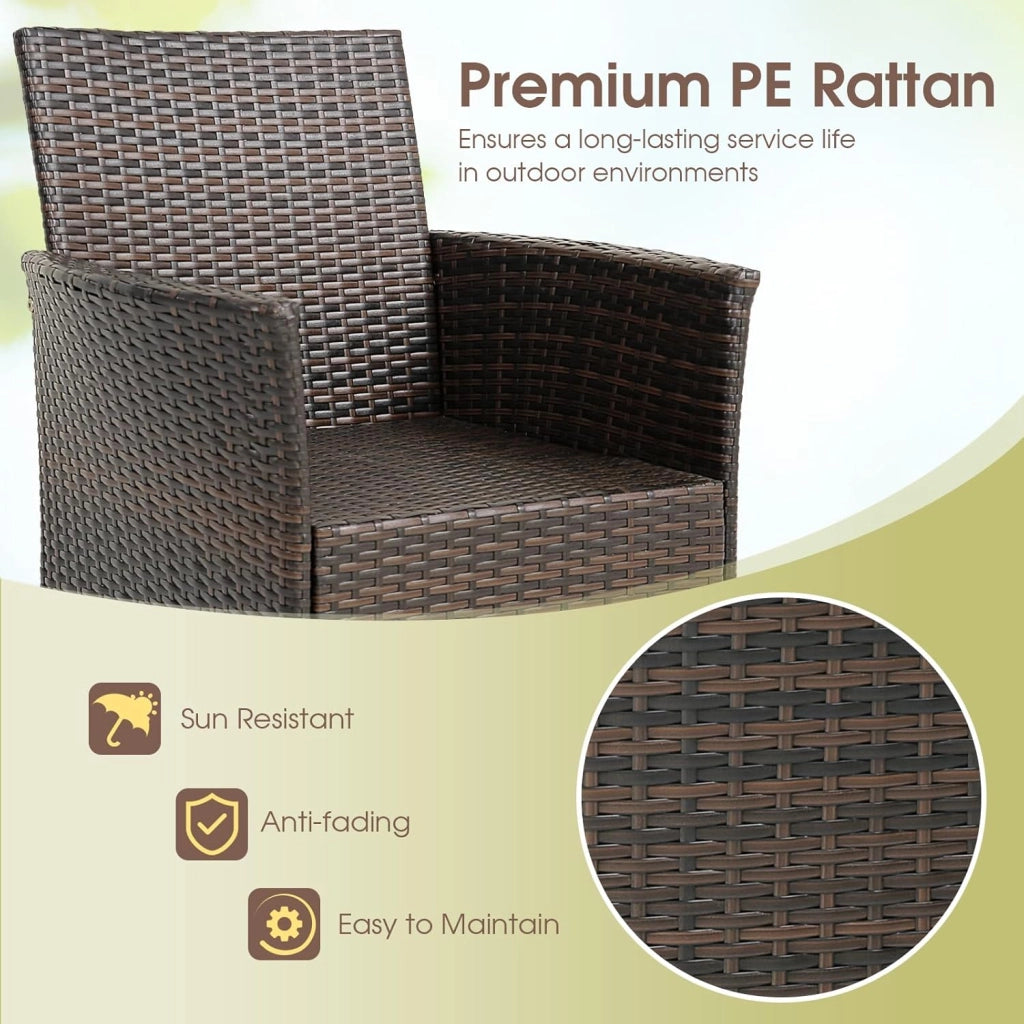 Set di 4 sedie da giardino in rattan, poltrone da esterno con cuscini estraibili, sedie in rattan per giardino, balcone, patio, marrone + beige