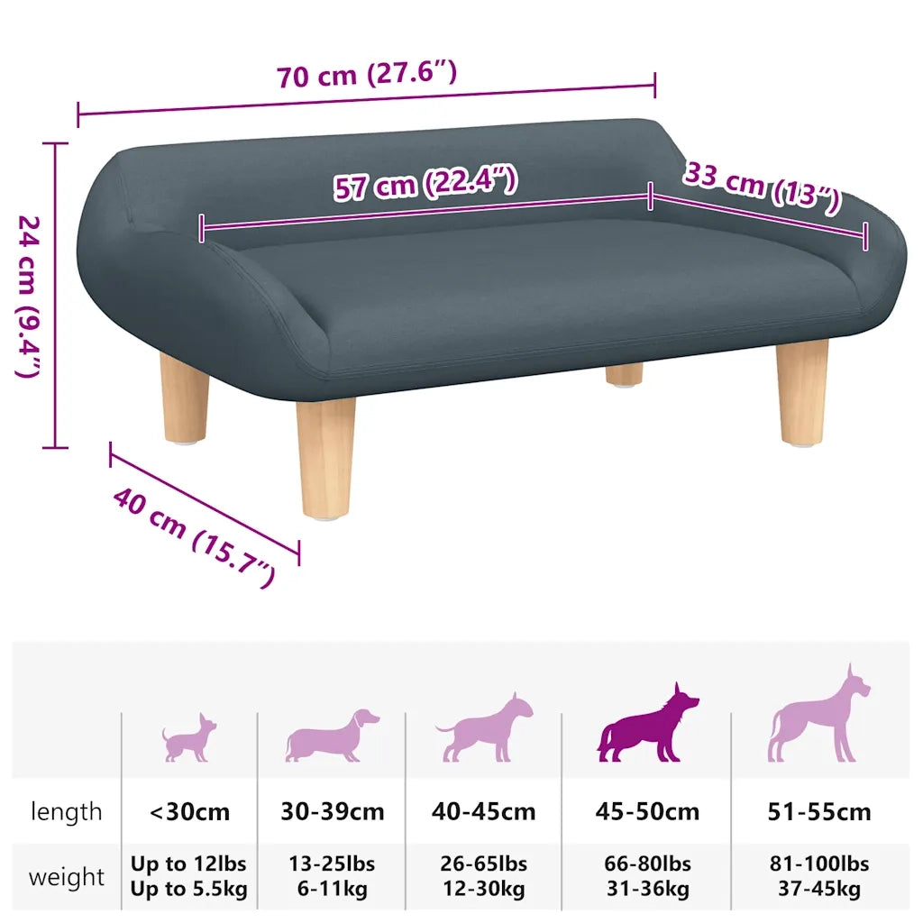 Lettino per Cani Grigio Scuro 70x40x24 cm in Tessuto 171947