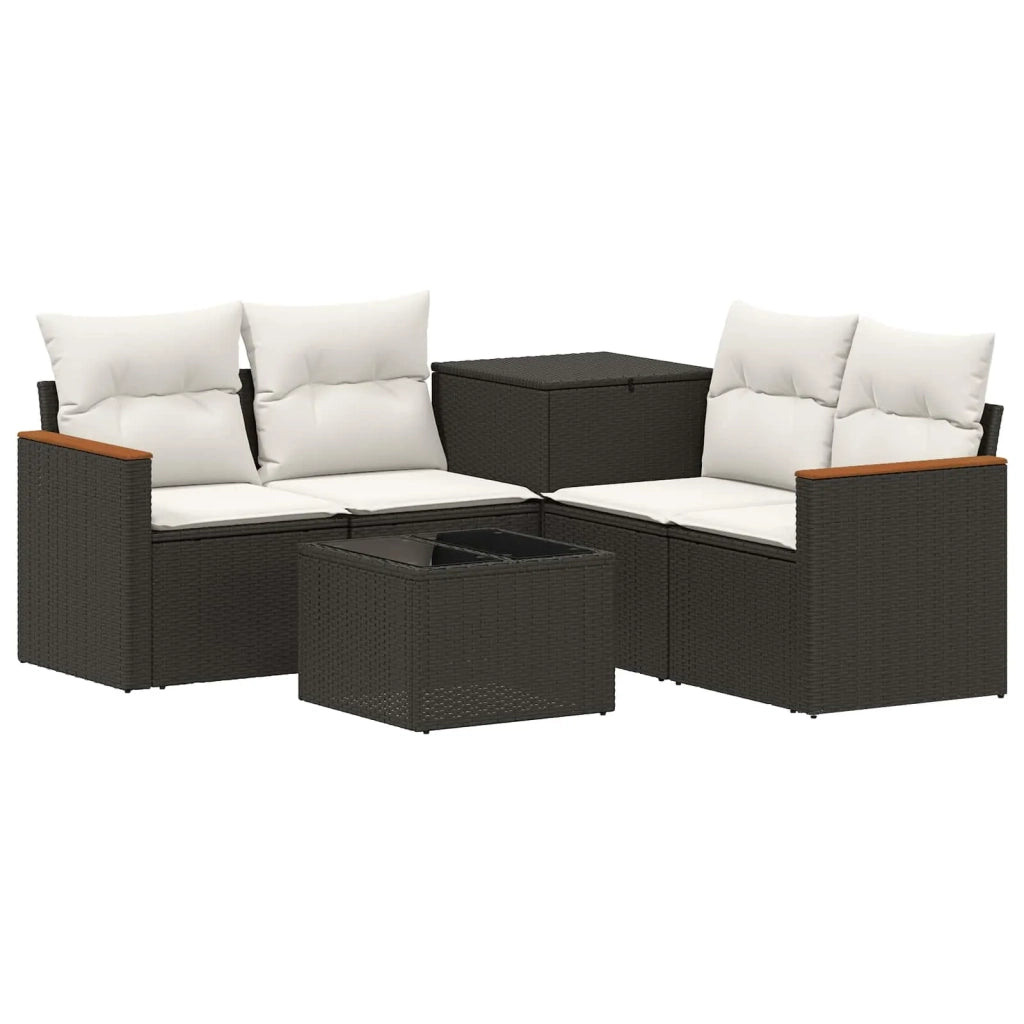 Set di divani 6 pz Nero e Bianco Crema 3447605