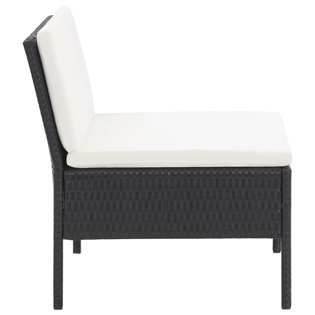 Set Divani da Giardino 6 pz con Cuscini in Polyrattan Nero 48940