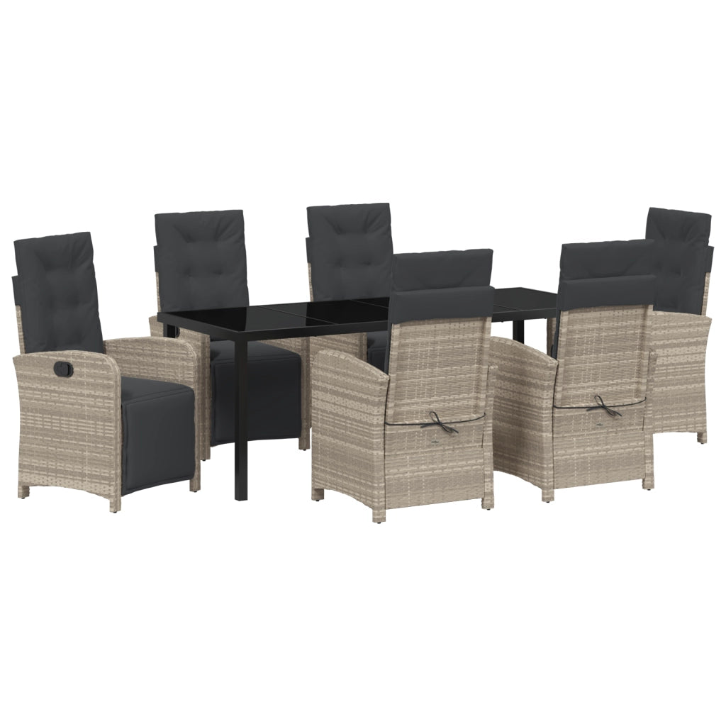 Set da pranzo da giardino  a 7 pezzi con cuscini Grigio chiaro Polyrattan