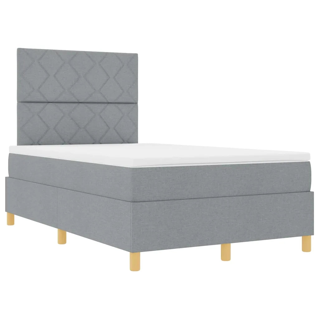 Letto a Sorgente LED Grigio chiaro 120 x 200 cm Tessuto