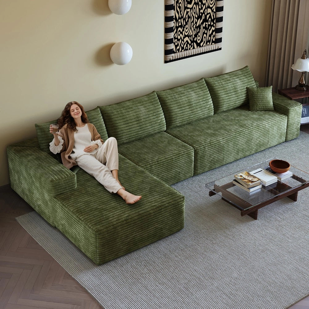 Divano angolare modulare chaise longue ¨C Minimal ¨C verde 340cm