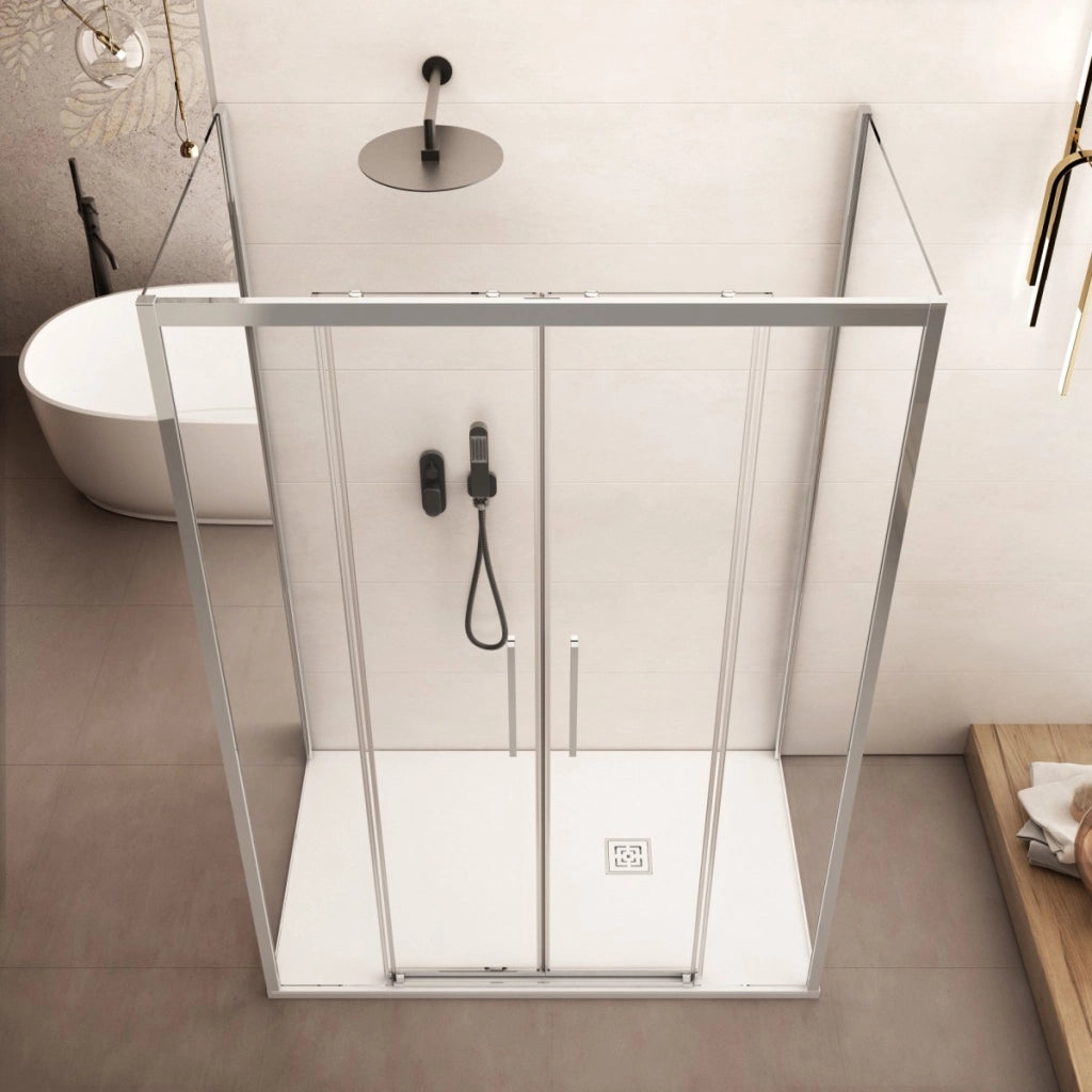 Box doccia tre lati scorrevole cristallo 6mm h195 lagoa-trio, misura 80x170x80