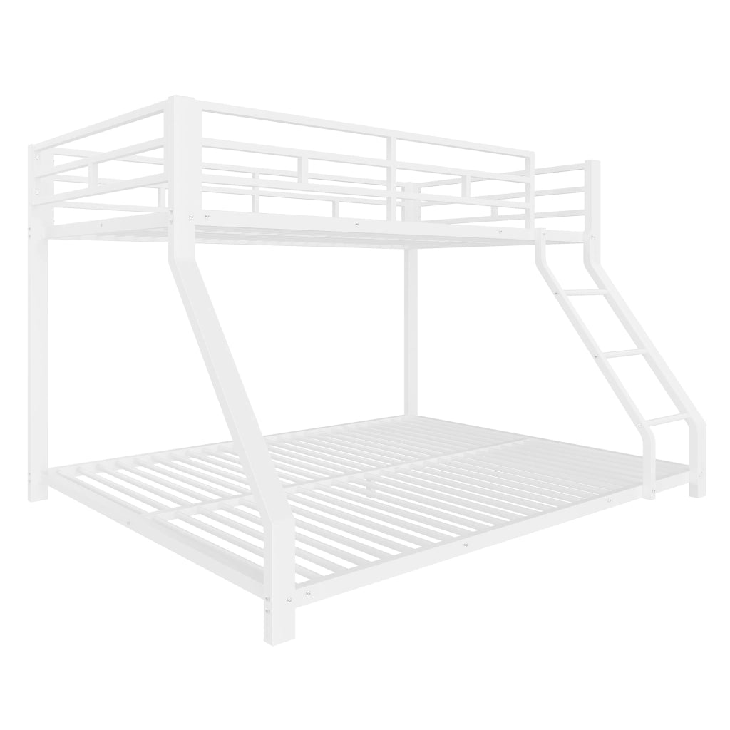 Letto a castello 90×200 cm e 140×200 cm; con scala e sponde; senza materasso; in metallo; bianco