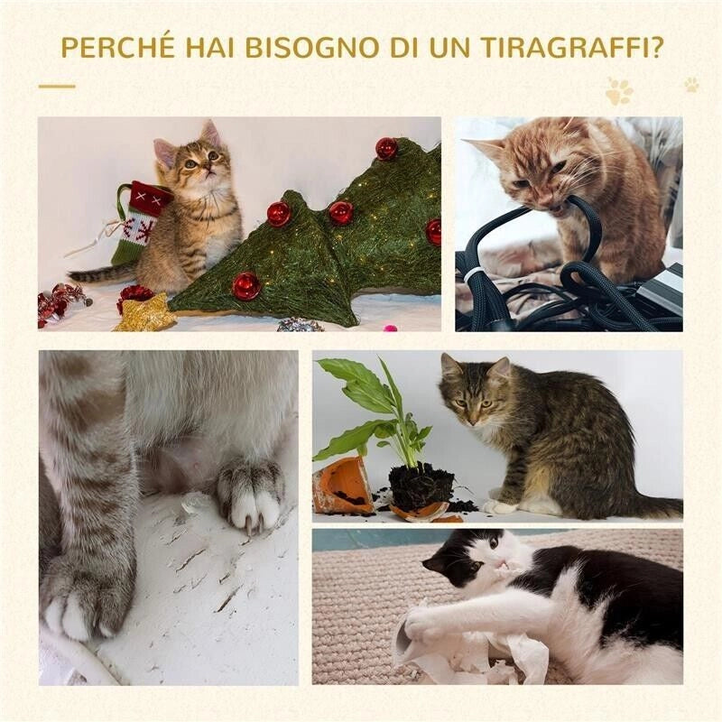 TIRAGRAFFI PER GATTI DA 100CM CON LETTINO ROTONDO, PALI IN SISAL E RIVESTIMENTO IN PELUCHE, GRIGIO