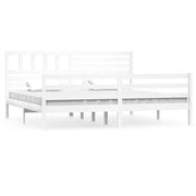 Letto matrimoniale | Letto per adulti | Giroletto Bianco in Legno Massello 200x200 cm