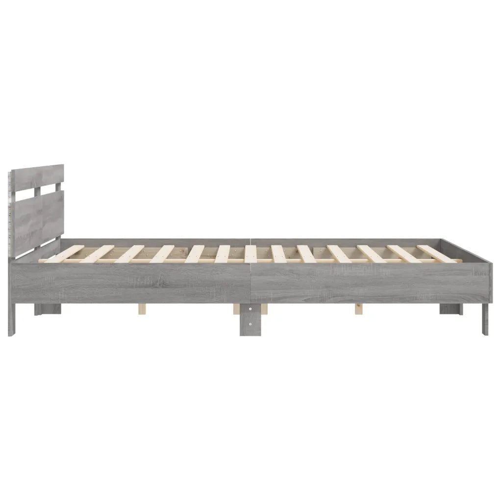 Giroletto con Testiera e LED Grigio Sonoma 180x200 cm 3207530