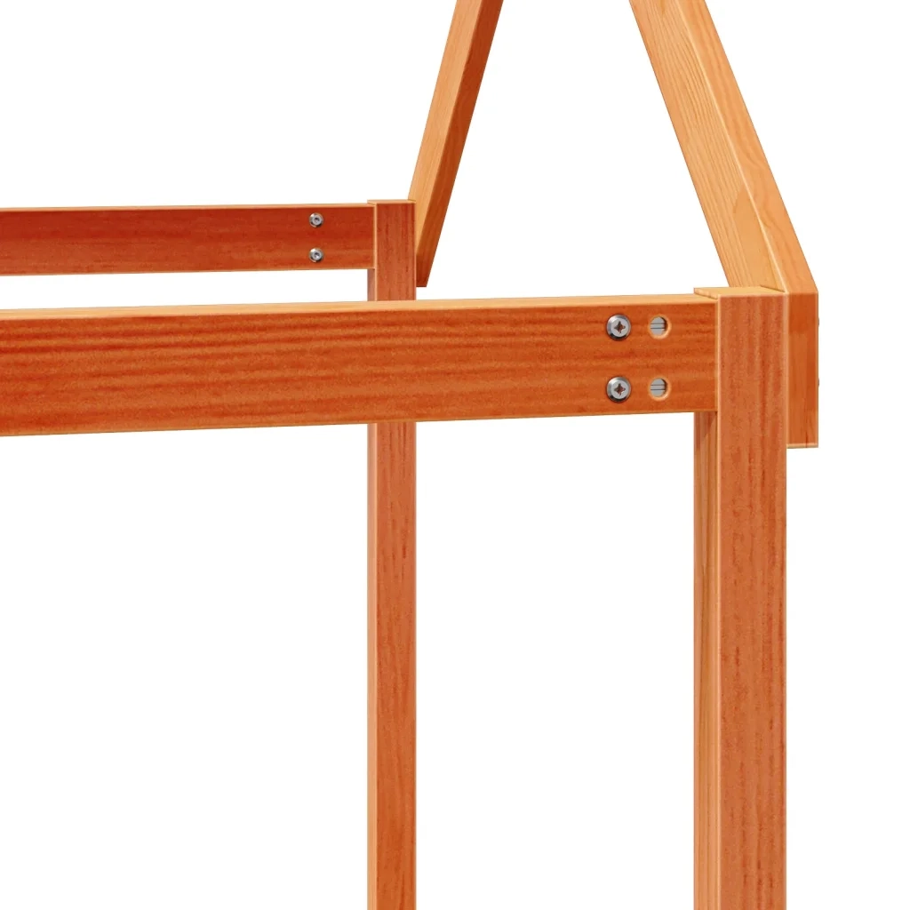 Letto singolo | Letto per adulti | Letto a Castello con Tetto Marrone Cera 90x190 cm Massello Pino