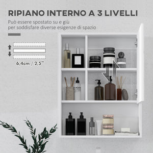Armadietto con Specchio da Bagno con Mensole a Giorno 60x15x76cm Bianco