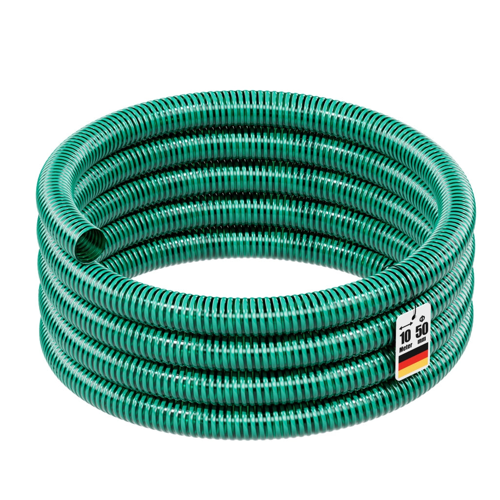 Tubo spiralato per aspirazione, verde, da 10 m Ø 50mm (2"), per pompe - Made in Europe