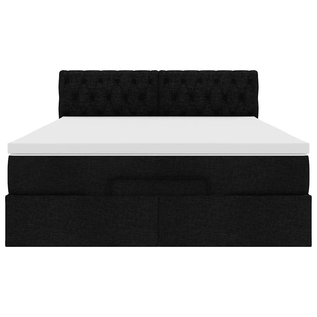 Pouf Letto con Materasso e LED Nero 140x190 cm 3312390