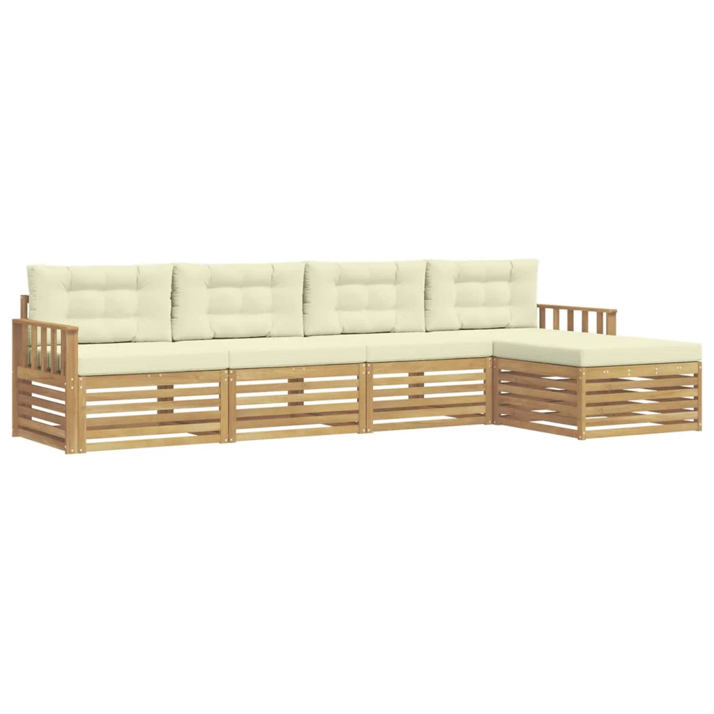 Set di divani da esterno 5 pcs Bianco e Crema Poliestere