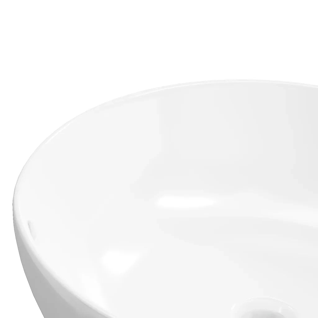 Lavandino-Lavabo Bianco 44x17 cm in Ceramica Rotondo